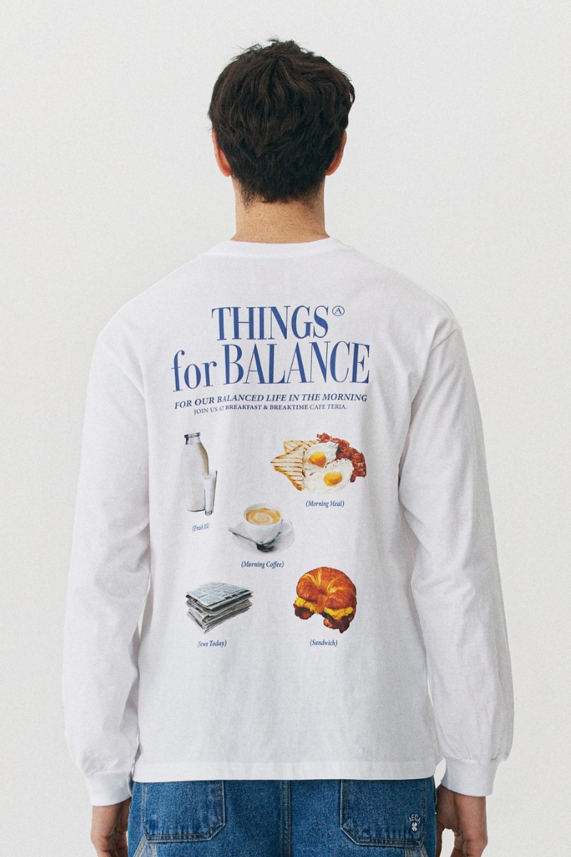 Tシャツ・カットソー AECA WHITE MORNING CAFE LONG SLEEVEWHITE Buy Ecru White Long Sleeves Waffle Texture Crew 100% Cotton