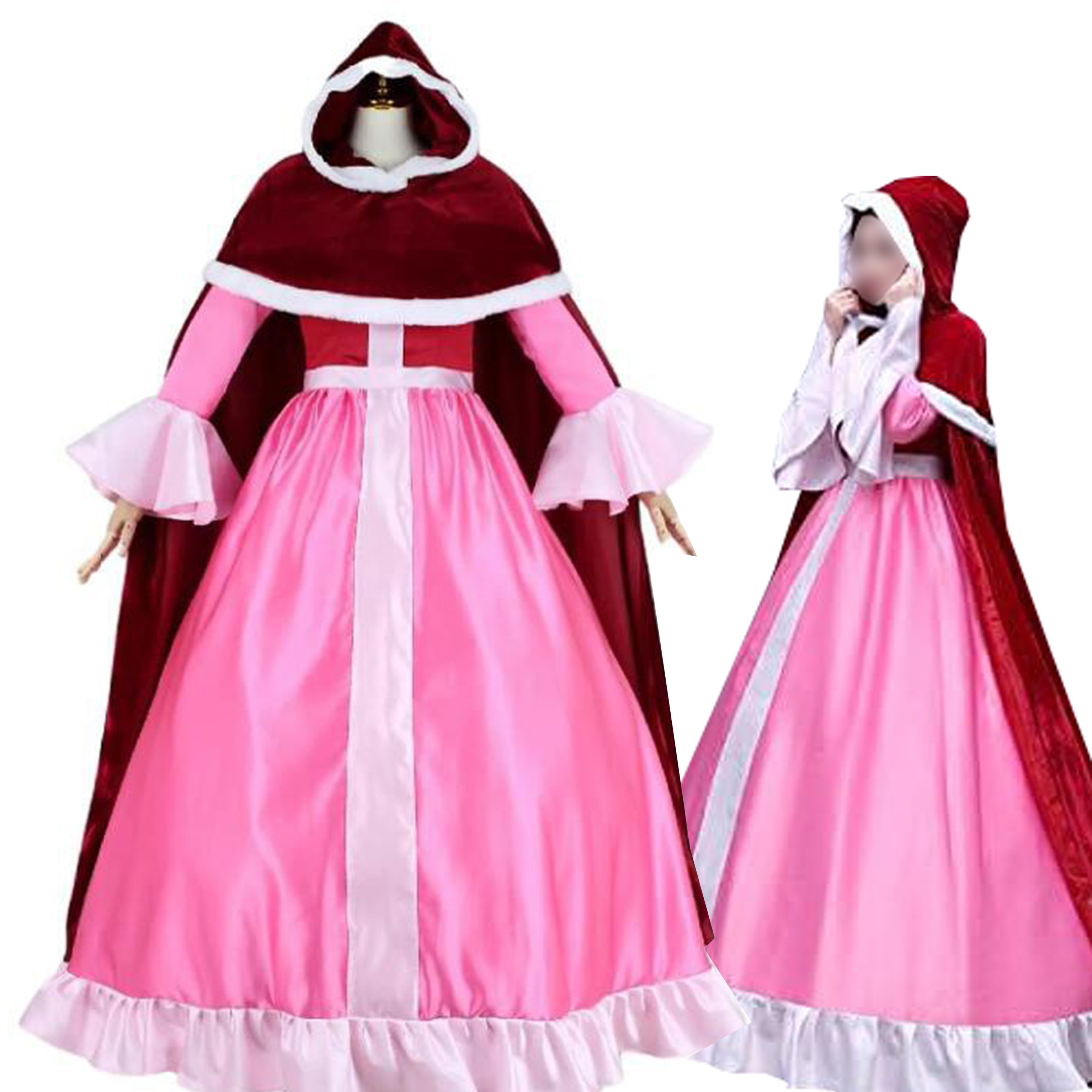 コスプレ衣装 美女と野獣 ベル 赤 べる 大人 冬ドレス プリンセス コスプレ 衣装 ステージ服 舞台服 ハロウィン クリスマス 遊園地 アニメ 映画 撮影 赤いドレス ドレス＋マント付き 8,600円
