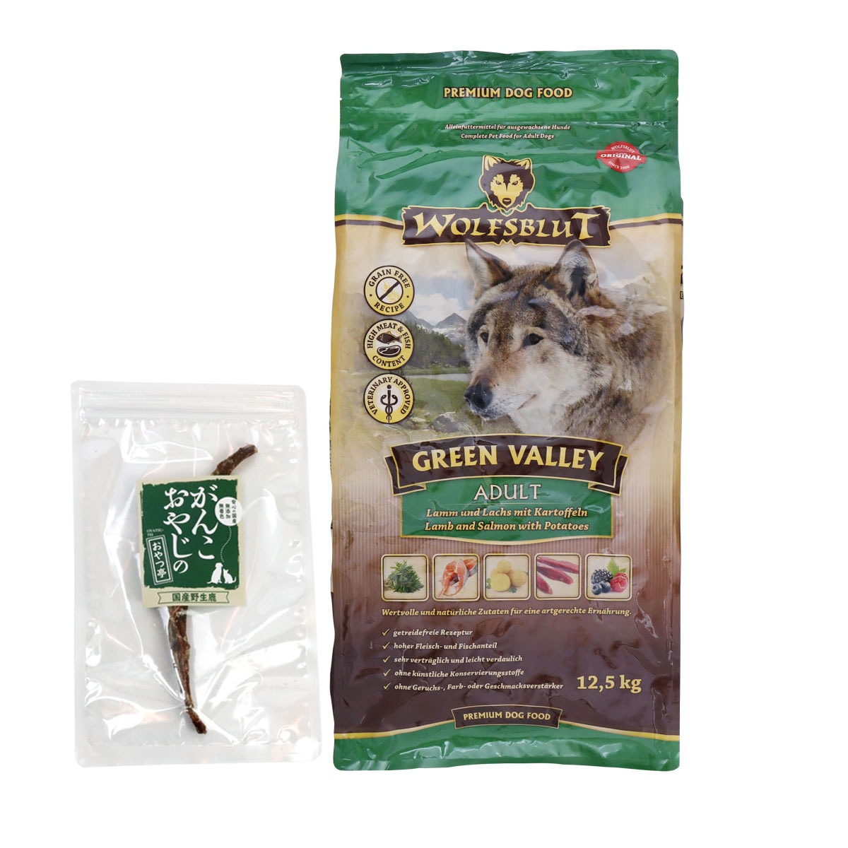 ウルフブラット アダルト グリーンバレー（ラム＆サーモンとポテト）12.5kg 【国産鹿のスペアリブ ミドルカット 1本入り】