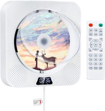 CDプレーヤー 卓上＆壁掛け式 ポータブル 1台多役 CD/FM/USB/AUX/TFカード/リ