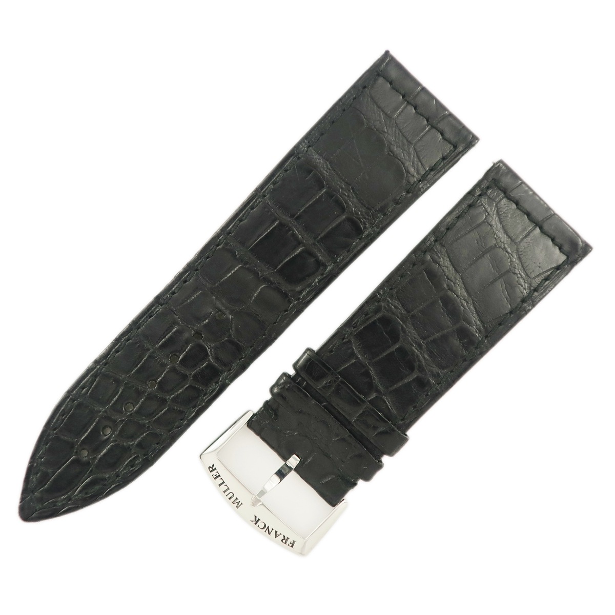 ロングアイランド（1200/1150/1100/1250/1300）用クロコバンド メンズ 純正 SS製尾錠付き 24mm 黒 3年保証