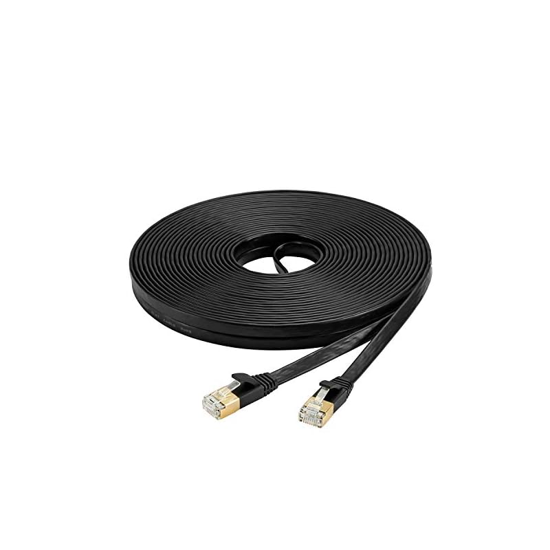 AnKuly Cat7 LANケーブル (50m) カテゴリー7 有線 ウルトラフラットケーブル 高速 STP 爪折れ防止 for PS4 Xbox モデム ルータ 10Gbps/600MHz CAT