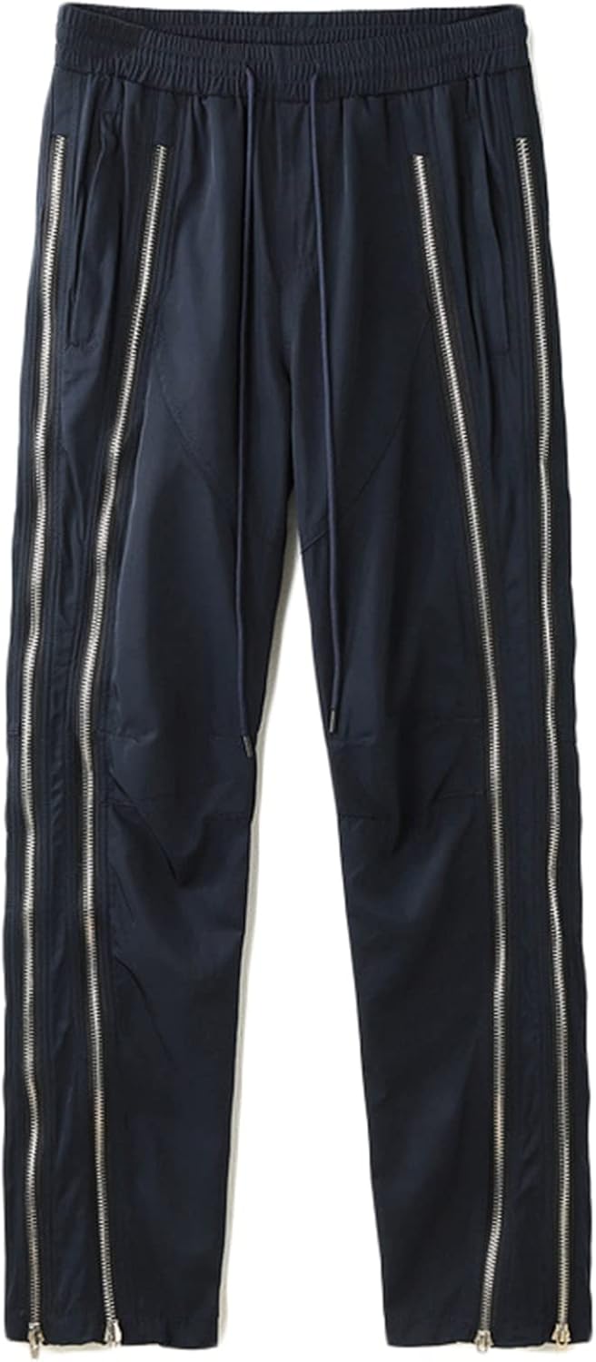 ストリート系 イージーパンツ メンズ ジッパーの装飾 スリット ルーズ カジュアルパンツ デザイン性 ロングパンツ ヒップホップ V系 脚長 美脚 パーティー ロックファション ラ