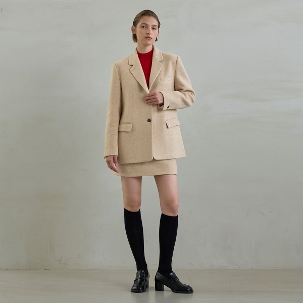 (SK-4857)Wool ounce set-up mini skirt