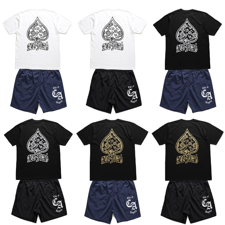 ACE FLAG 上下セット 半袖 ブランド Tシャツ ハーフパンツ メンズ 春夏用 全6種 大きいサイズ エースフラッグ セットアップ スペード ペイズリー