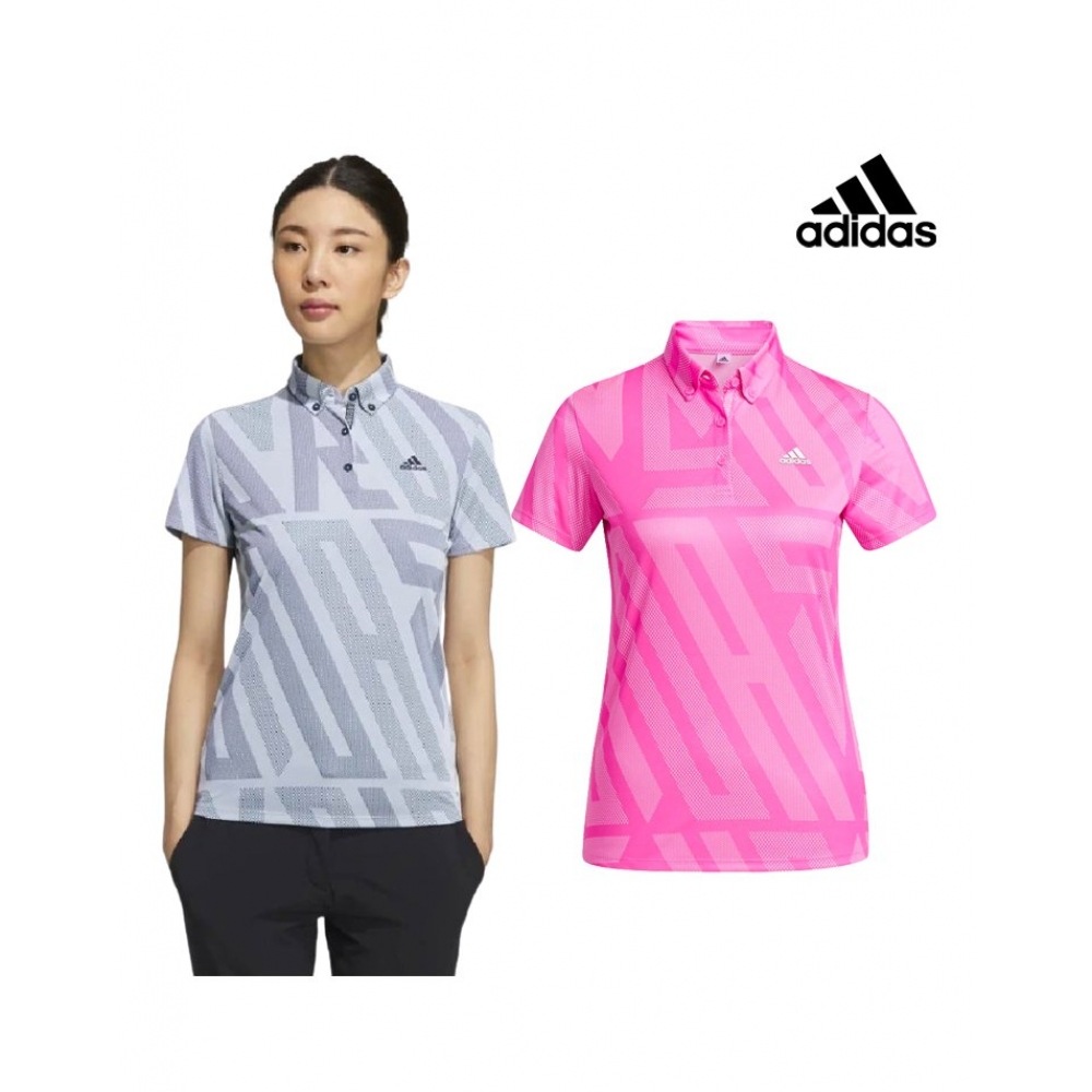 アディダスゴルフアディダス SS 女性用オールオーバープリントゴルフ T シャツ GM3674 GM3762