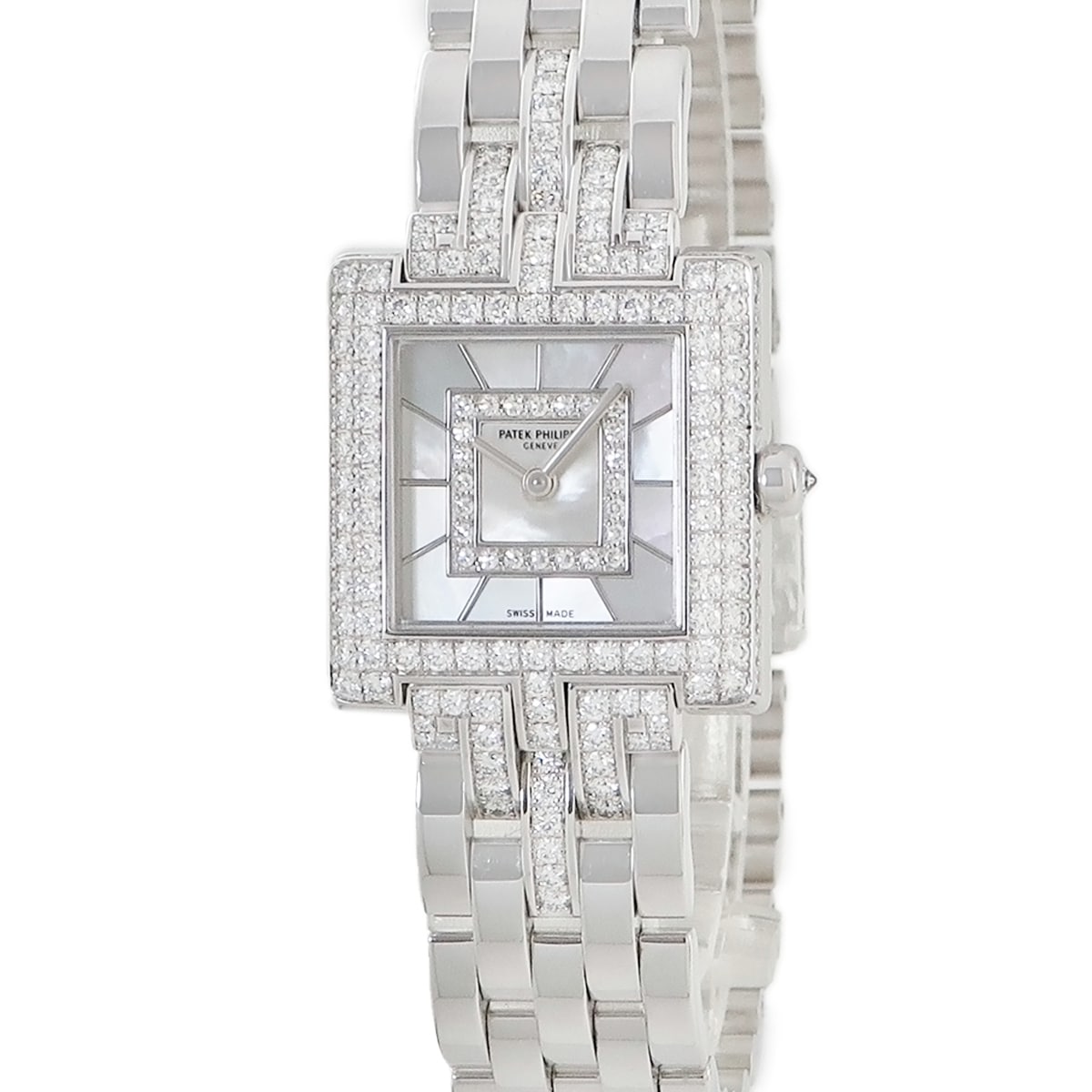 ゴンドーロ 4874/2G-010 クオーツ レディース K18WG無垢 純正ダイヤ シェル 3年保証