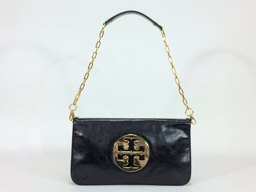 ハンドバッグ ゴールドチェーン ロゴバッグ ブラック レザー 【中古品】