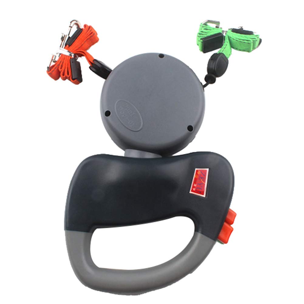 Leejun 犬 リード 長さ3m 2頭引きリード お散歩用 多頭飼い 2匹 小型犬 絡まないリード リード犬 ペット用品 自動巻き 引き込み式 (グレー)