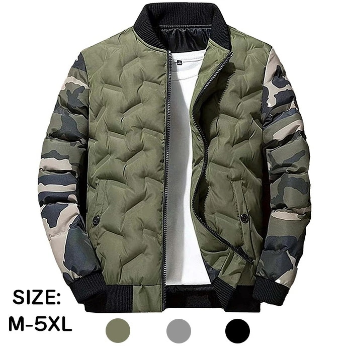 コート メンズ 冬服 中綿入り ブルゾン 迷彩 バイカラー 配色 ダウンジャケット ジャンパー 防風 アウター 暖かい 防寒着 人気 ダウンコート 大きいサイズ 中綿ジャケット おしゃれ ストリート