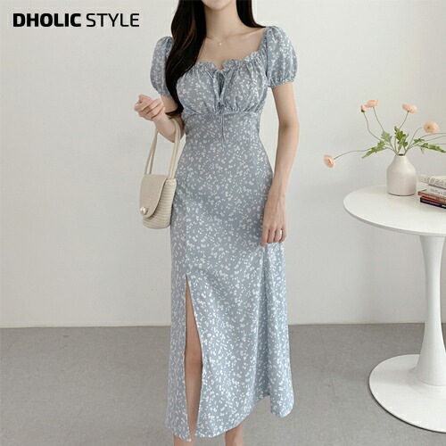 [メガ割りSALE]ディープスリットフラワーワンピース・p409565