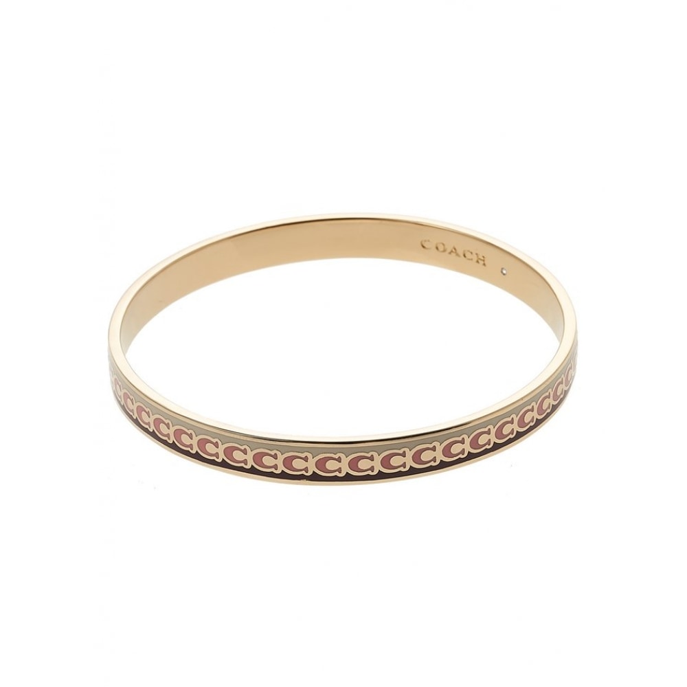 コーチロゴ柄ヒンジ付きバングルブレスレット C9360 ゴールドピンク