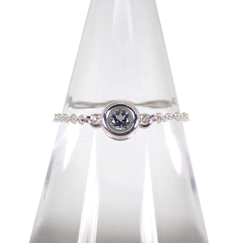 【中古】TIFFANY/ティファニー 925 バイザヤード アクアマリン リング 9号[g378-26]