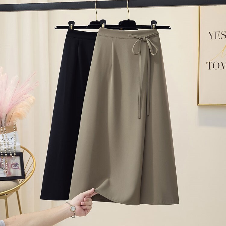 フレアスカート スカート ボトムス ロングスカート 膝下 ミモレ丈 ミディアム丈 フレア Aライン ウエストリボン ファスナー ハイウエスト かわいい 大人可愛い きれいめ 大人 上品 おしゃれ