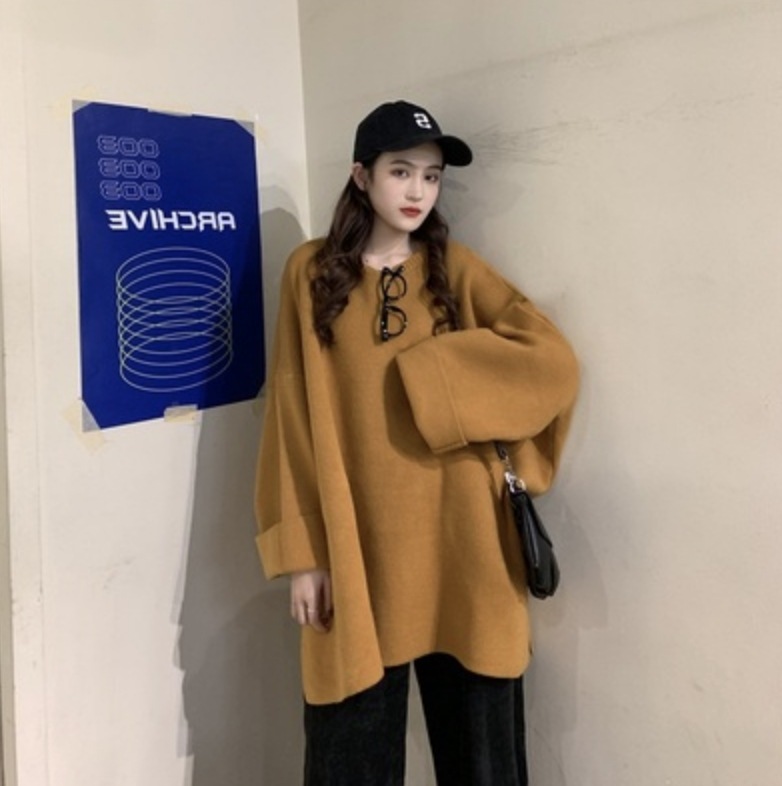 トップス デート カットソー ニットソー セーター 袖あり 長袖 冬 10代 20代 30代 個性的 イエロー レッド ブラウン グリーン XL 2XL 3XL ストリート こなれ感 マニッシュ