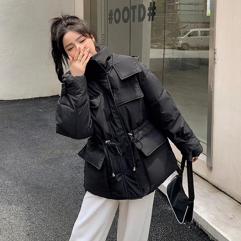 入庫中綿コートレディース中綿フード付き厚防寒暖かい大きい大人通勤通学可愛い50304020冬服30%までに制限