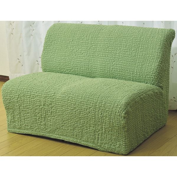 フィビアンテキスタイル タテ・ヨコ伸縮式ソファカバー クレア グリーン 肘無し 2人掛用(6515230) メーカー直送