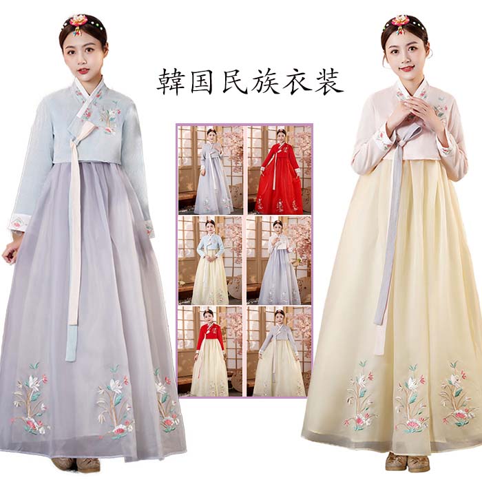 民族衣装 チマチョゴリ 素敵な花刺繍 舞台 ステージ 衣装 ダンス衣装 韓流ドレス ウエディングドレス 結婚式ドレス 二次会ドレス 学園際 文化際 イベント服 コスプレ 仮装 写真撮影 舞台 演出服