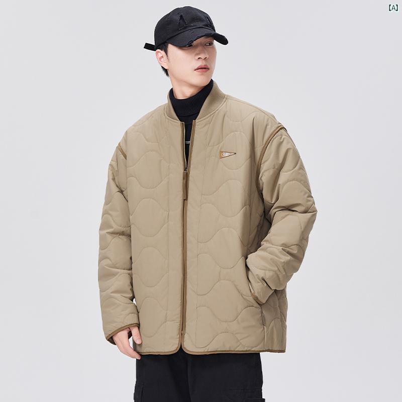 メンズ ファッション オシャレ カジュアル 男性 高級 アメリカ スタンドカラー コットンコート レトロ ファッション 菱形 コットン コート カラーマッチング たり 暖かい ジャケット