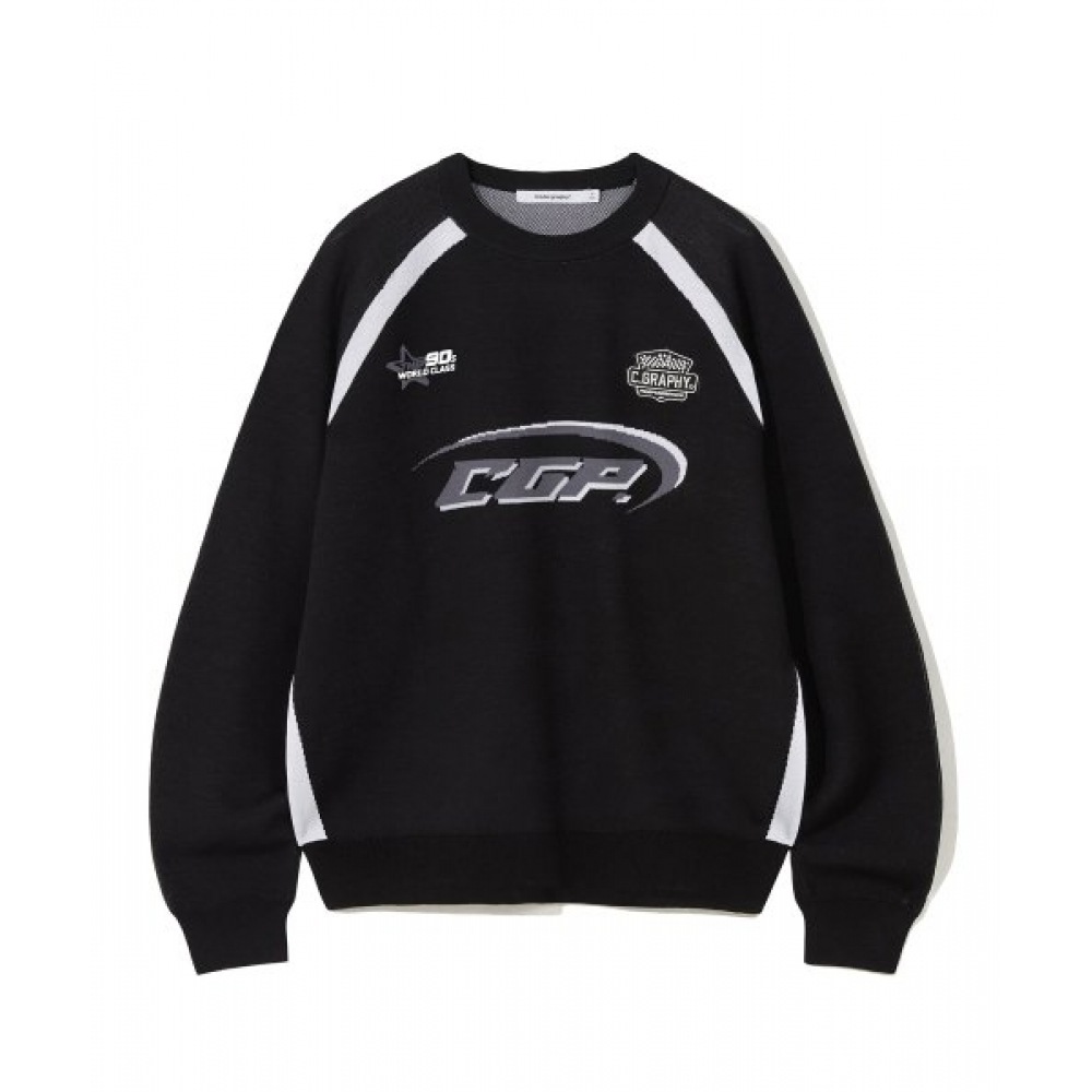 CODEGY ブロックコアジャカードラウンドニット_ブラック 6,980円