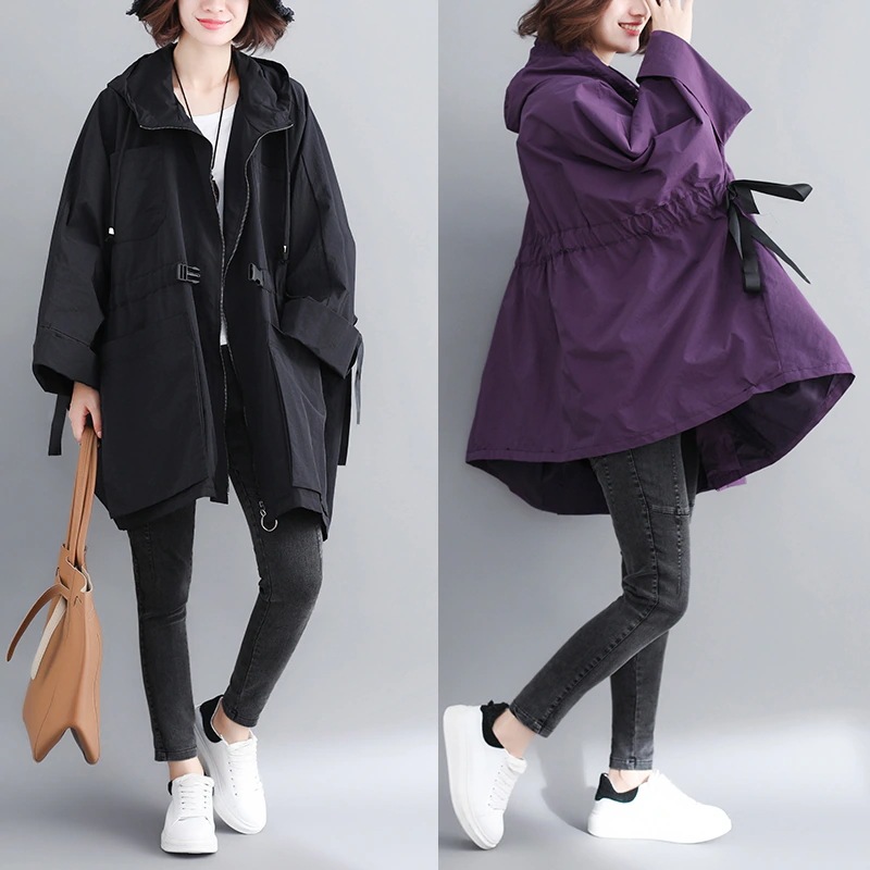 トレンチコートレディーススプリングコートカワイイロングコートお洒落レディースコート2