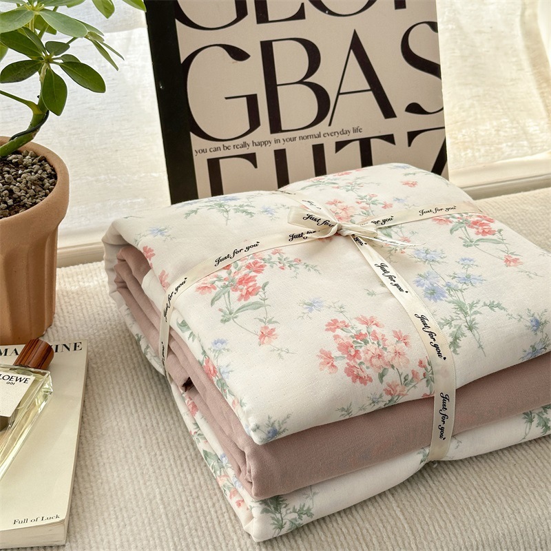 クラスa母親と赤ちゃんグレードピュアコットンエアロビック二重層糸4ピースセットピュアコットンベッドシートとキルトカバー寮の寝具