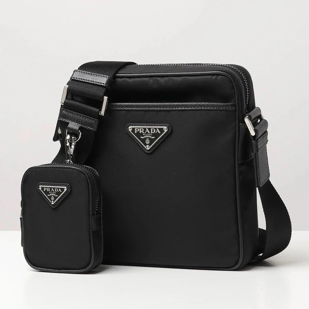 PRADA プラダ ショルダーバッグ TESSUTO+SAFFIAN 2VH112 2DMH F0002 メンズ ナイロン クロスボディ ミニポーチ付き トライ