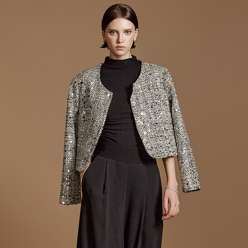 J2390 スパングル ツイード ジャケット