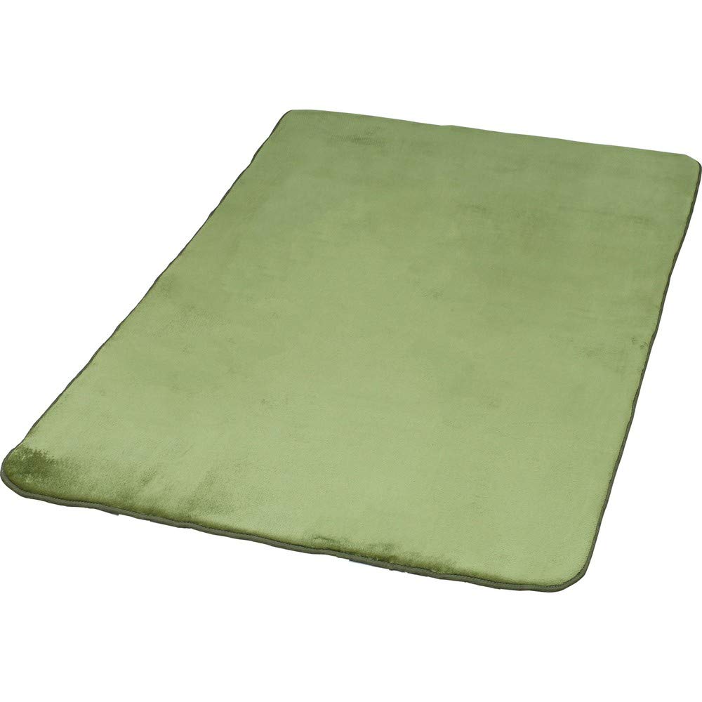 アイリスプラザ 洗える低反発ラグ 防ダニ 防音 フランネル 200×300cm 心地良いさらフワ触感 滑り止め付き グリーン