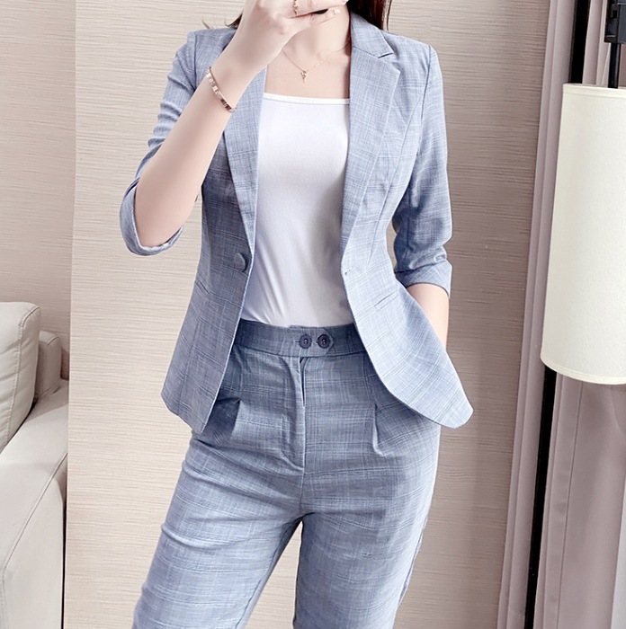 七分袖スーツセットアップ 9分丈パンツ オフィススーツセット フォーマルスーツセット トップス ボトムス パンツ セットアップ ジャケット ズボン ストレートパンツ ロング ロング丈 9分丈 9,251円