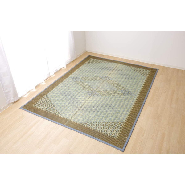 1050440133604 い草ラグ 国産 ラグ カーペット 約2畳 正方形 DX組子 グレー 約191×191cm メーカー直送