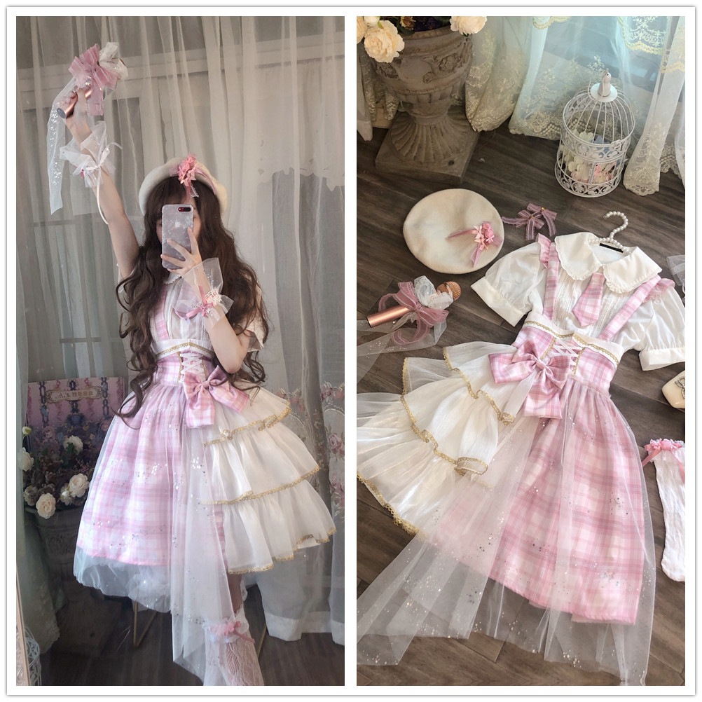 ロリータ さくらラブガール リトルアイドル チェック柄 ハイウエストタイ Jk 制服 サスペンダースカート