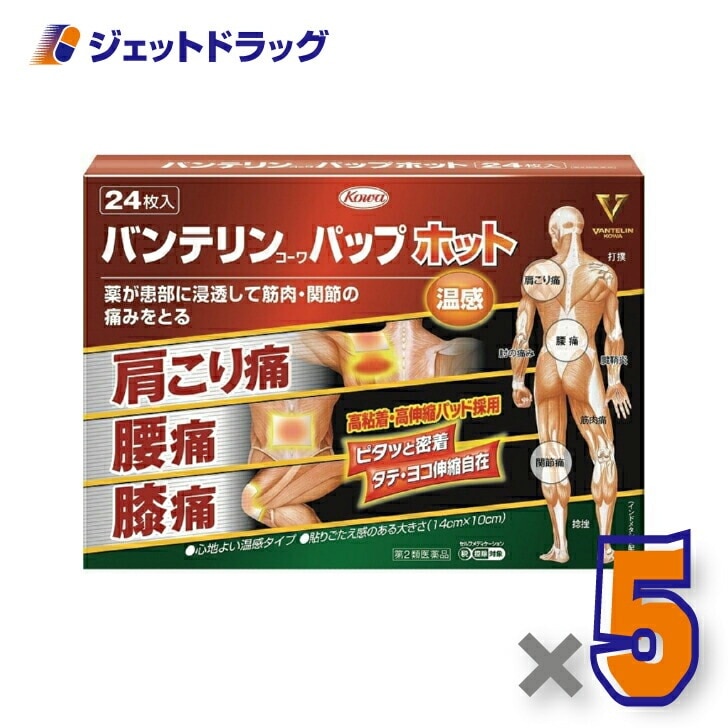 【第2類医薬品】バンテリンコーワパップホット 24枚 ×5個 セルフメディケーション税制対象