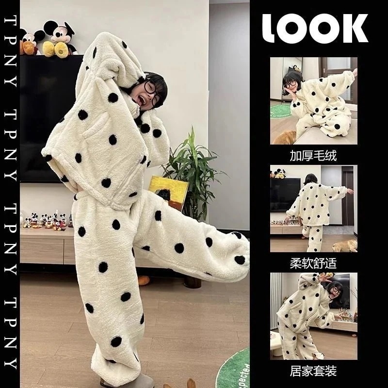 プリントサンゴフリースパジャマ 用 25 ジップカーディガン 暖かい ゆったり 快適 ウェアセット パジャマ ウェア もこもこパジャマ パジャマ レディース パジャマ 韓国