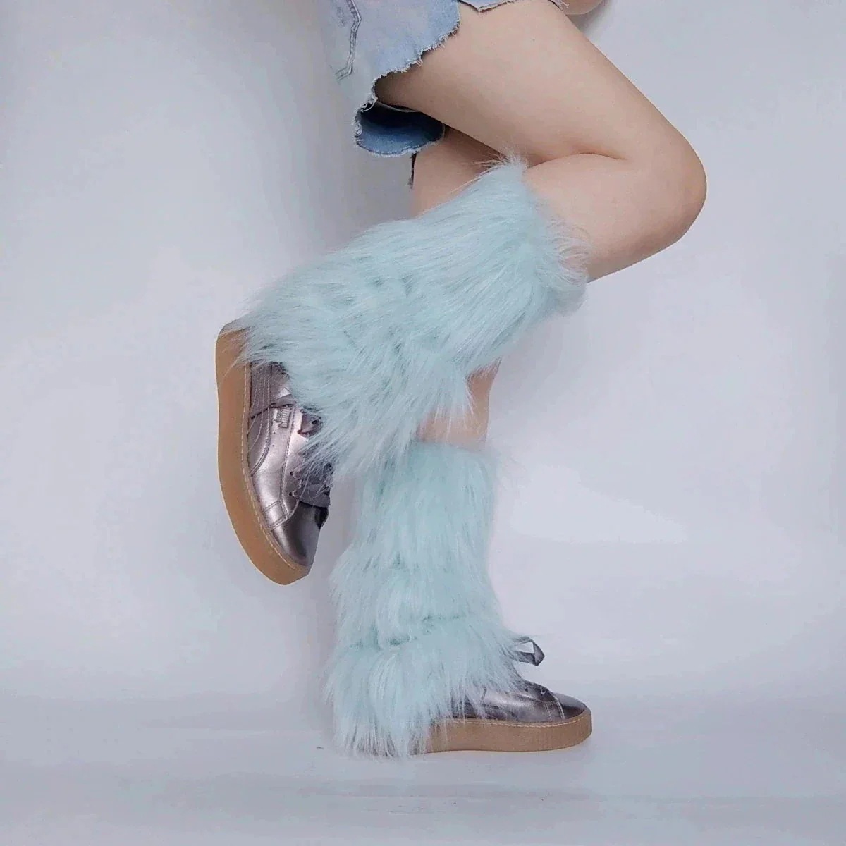 【10点セット】ミント　レッグウォーマー ロングファーロングルーズソックス　 ライトグリーン　ライトブルー　15cm cm　30cm　40cm 　かわいい　足カバー　ソックス