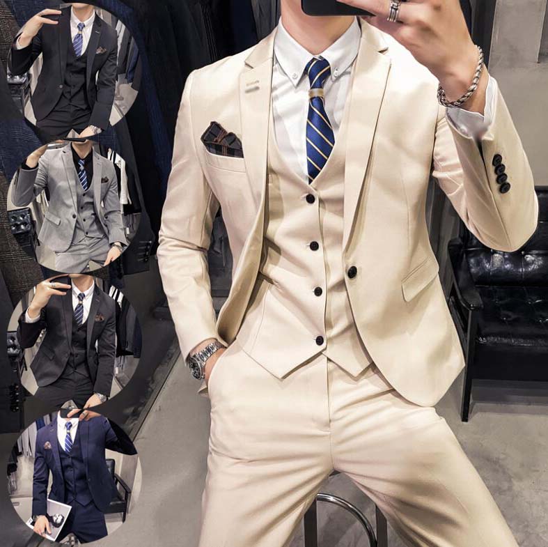 ビジネススーツメンズ3ピーススーツスリムカジュアルスーツ3点セlットジャケット+ベスト+パンツイギリス風結婚式スーツスーツセットシングルスーツ入学式卒業式入社通勤披露宴二次会紳士服大きいサイズ7XLま