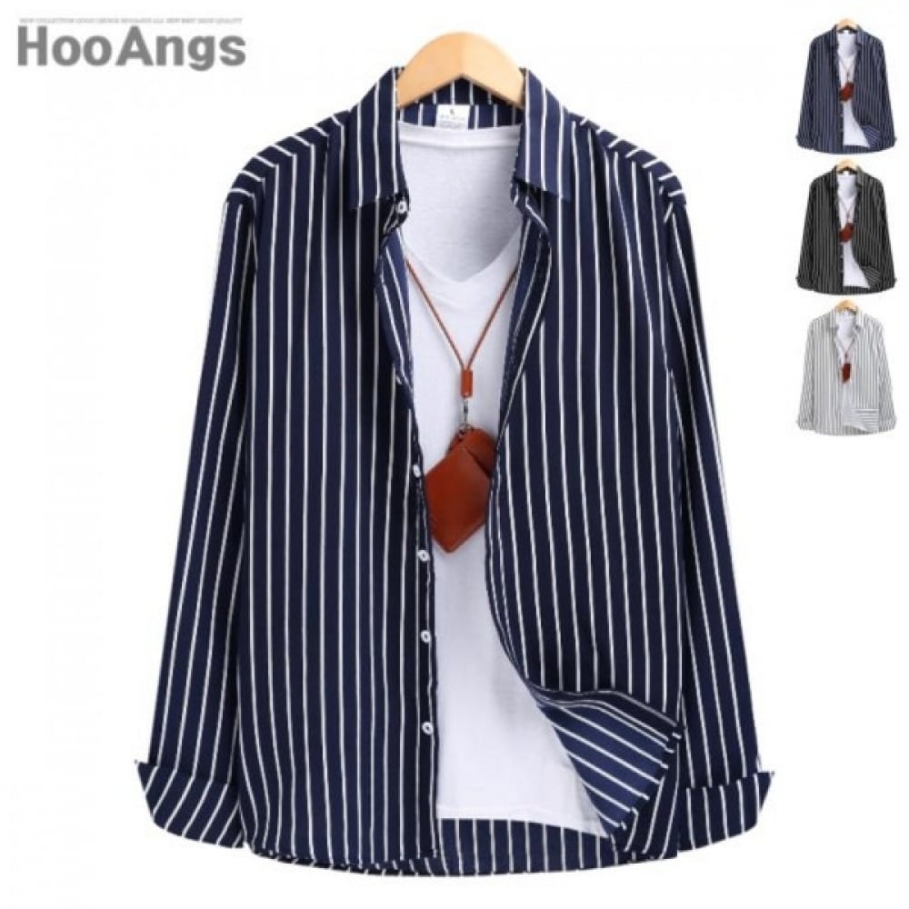 (ジュアンス) ロングスリーブ MS003 ストライプシャツ SMST7047