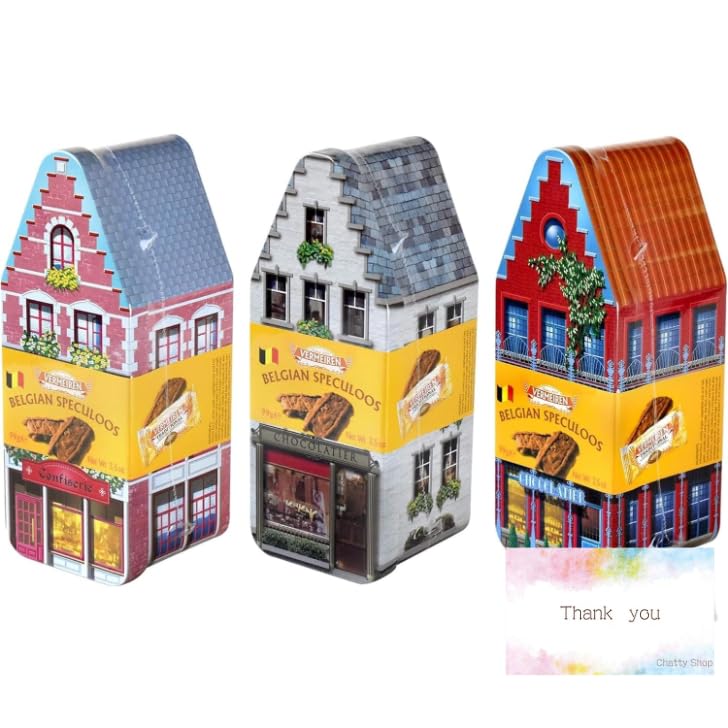 【3個セット】ベルメーレン カラメルビスケット ハウス缶 (A) オリジナルメッセージカード付き