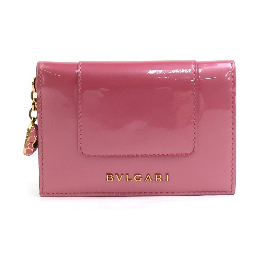 ブルガリ BVLGARI カードケース セルペンティ パテントレザー メタリックピンク ゴールド レディース e61365i