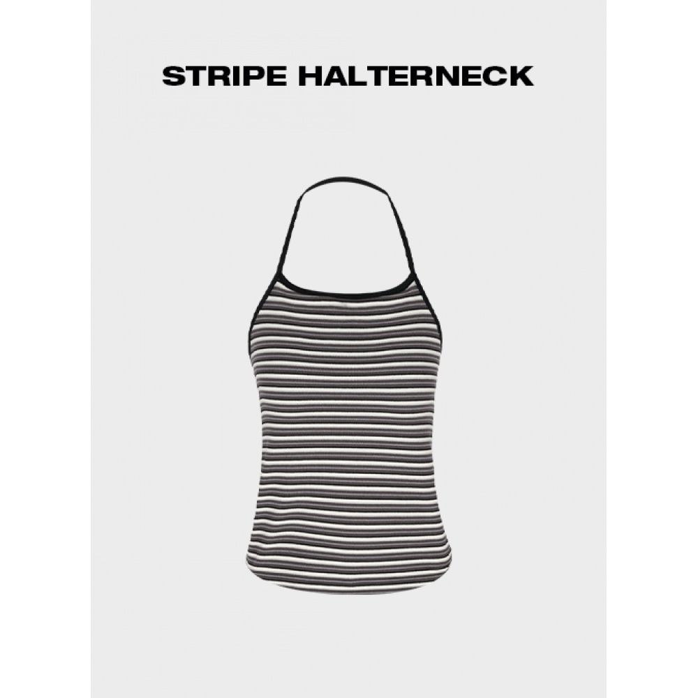 ブラックアップ [MADE] ブリサストライプ ホルターネック (カップ内蔵)