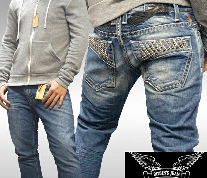 ロビンズジーン メンズ デニム ローライズ ストレート パンツ ROBIN S JEAN Swarovski MED 128 safari サファリ LEON レオン オーシャンズ 掲載 ハイブランド