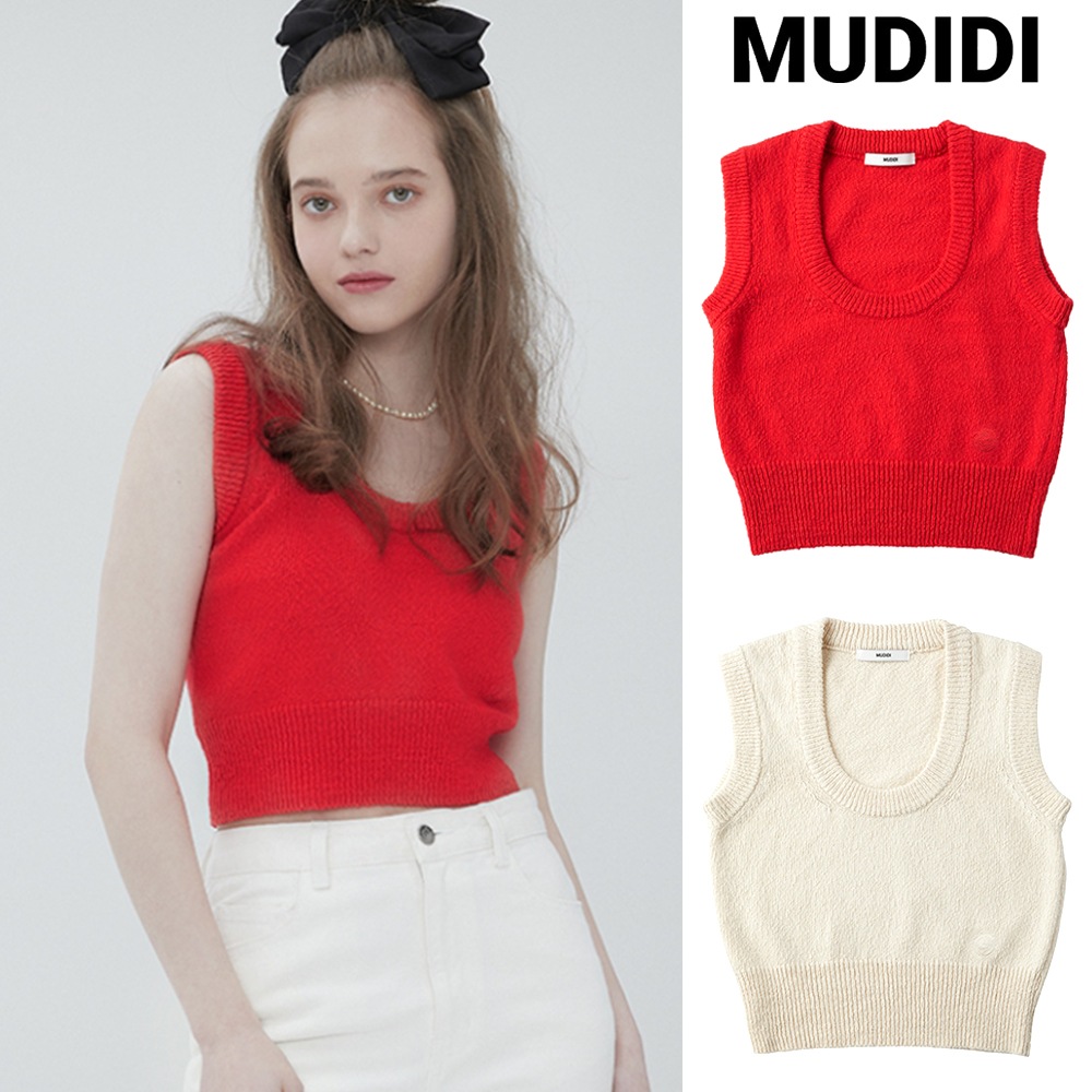 [MUDIDI] Round neck knit vest 003