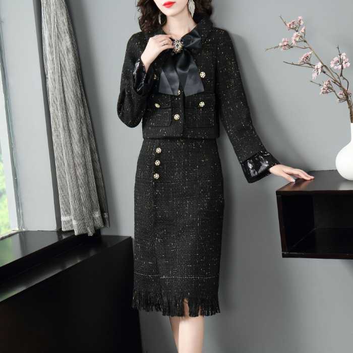 きれいめ レディースファッション ツィード セットアップ S M L XL ツィードセットアップ