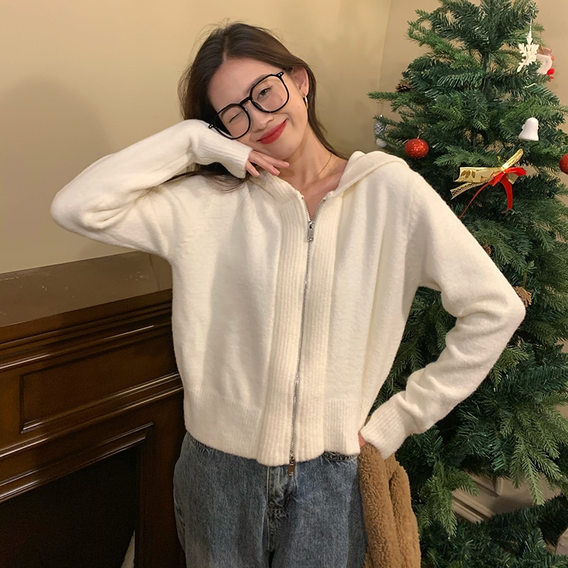 ダブルファスナー ジップアップ リブライン 切り替え クロップド丈 羽織り トップス パーカー