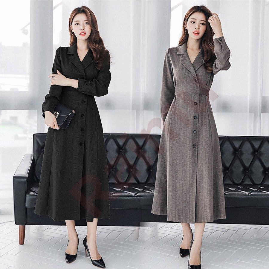 シャツワンピースレディース40ワンピース春秋冬きれいめマキシワンピース長袖aラインスカートロング丈vネック着痩せ通勤結婚式お出かけ大人