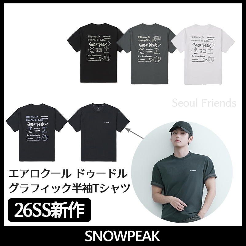 [snowpeak 26SS 新作 正規品] BTS Vテテ 着用 /エアロクール ドゥードル グラフィック半袖Tシャツ 4種選択 1 /