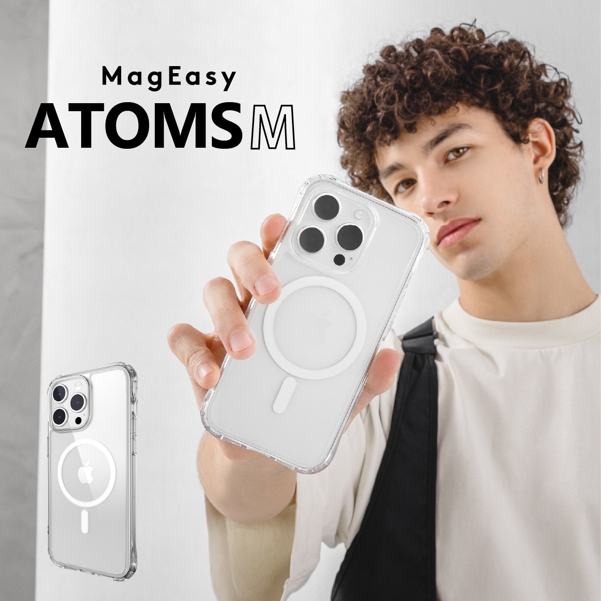 iPhone15Pro 対応 ケース Magsafe 対応 マグネット 付 / 耐衝撃 米軍 MIL規格 クリアケース 透明 薄型 クリア マグセーフ 耐衝撃ケース スマホケース Atoms M