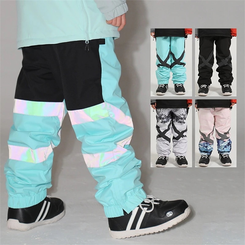 スノーボード ウェア パンツ 単品 光反射 メンズ レディース 切り替え 配色 スノーウェア スキーウェア スノボ ボトムス 立体縫製 防風防水防雪防寒保温通気 耐摩擦 韓国