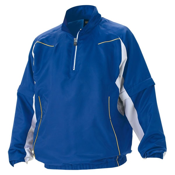 ゼット 野球ウエア 長袖/半袖切り替え式ハーフジップジャンパー ロイヤルブルー×ホワイト L BOV515 2511
