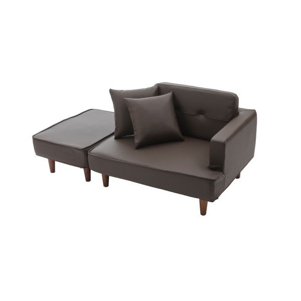 CELLUTANE NAP カウチソファ PVCブラウン 日本製 座面ポケットコイル 二人掛け A969p-595BR メーカー直送